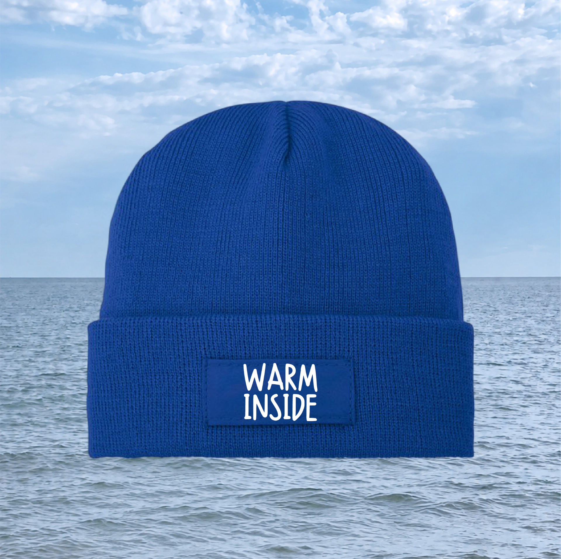 Berretta Warm Inside in lana blu con patch logo